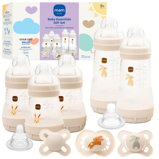 MAM Newborn Essentials - Juego de alimentación mate con botellas anticólicos Easy Start de 5 onzas