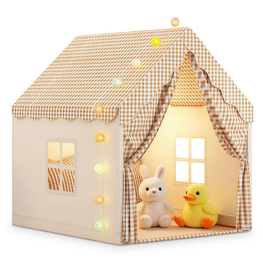 Tienda de campaña para niños 2 en 1 con alfombrilla acolchada y luces