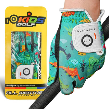 FINGER TEN Guantes de golf para niños, mano izquierda o derecha, paquete de 1 con diseño fresco, Small