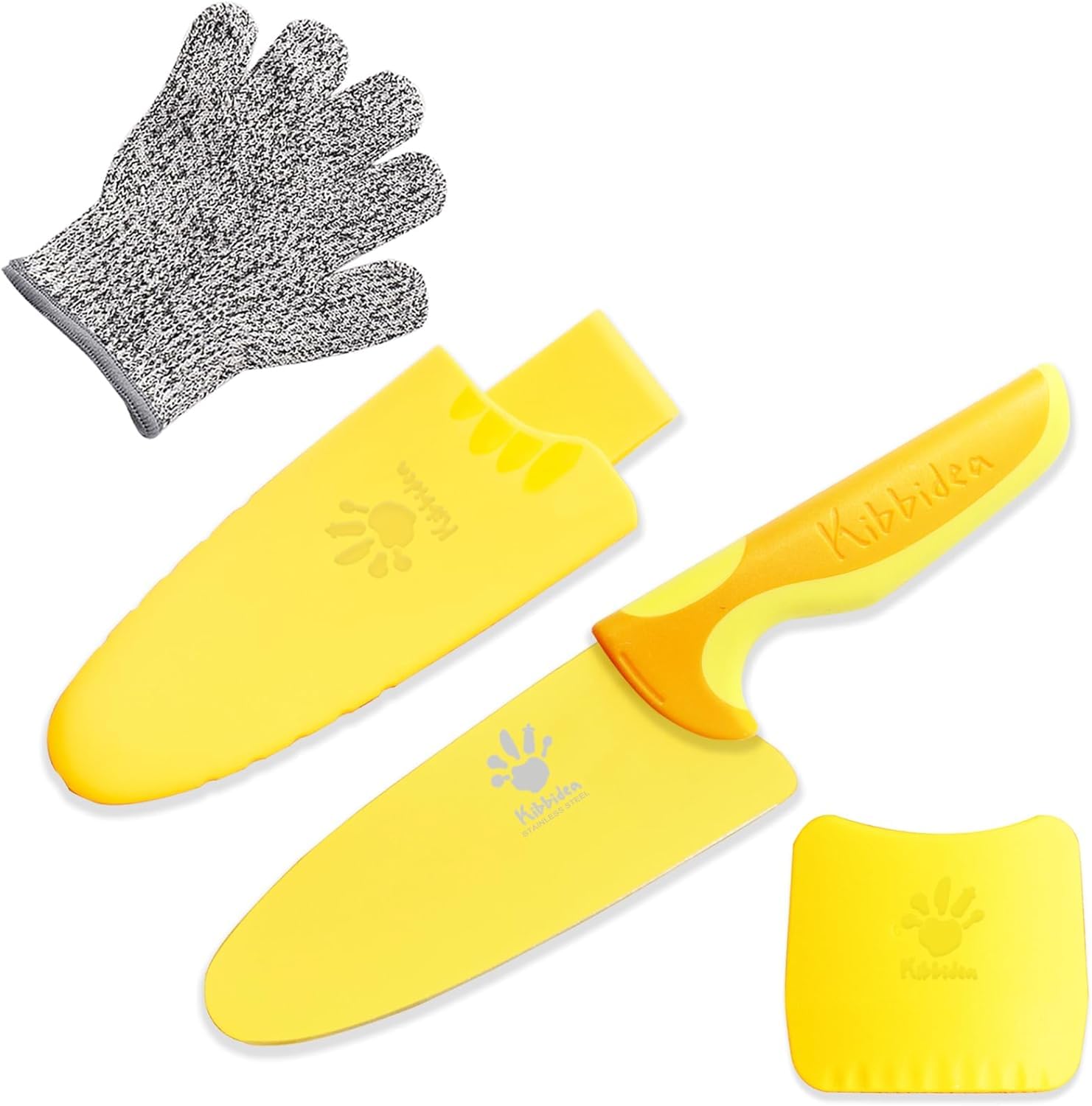 Cuchillo para niños con protector de dedos y guantes