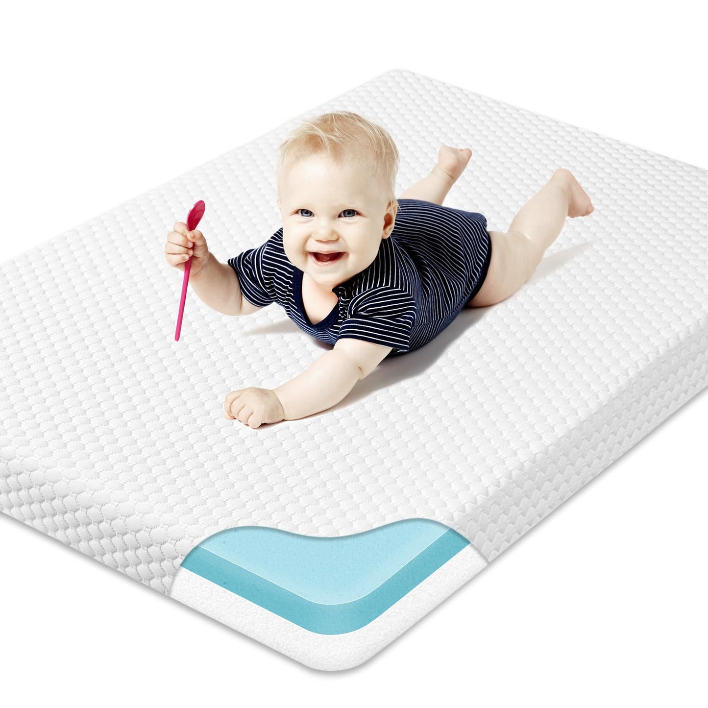 Criblike waterproof pack N Play Colchón, 38 x 26 colchón de espuma viscoelástica suave y firme