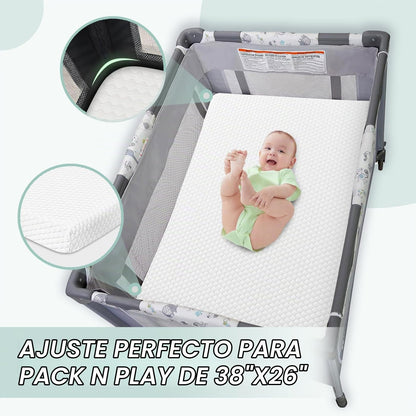 Criblike waterproof pack N Play Colchón, 38 x 26 colchón de espuma viscoelástica suave y firme