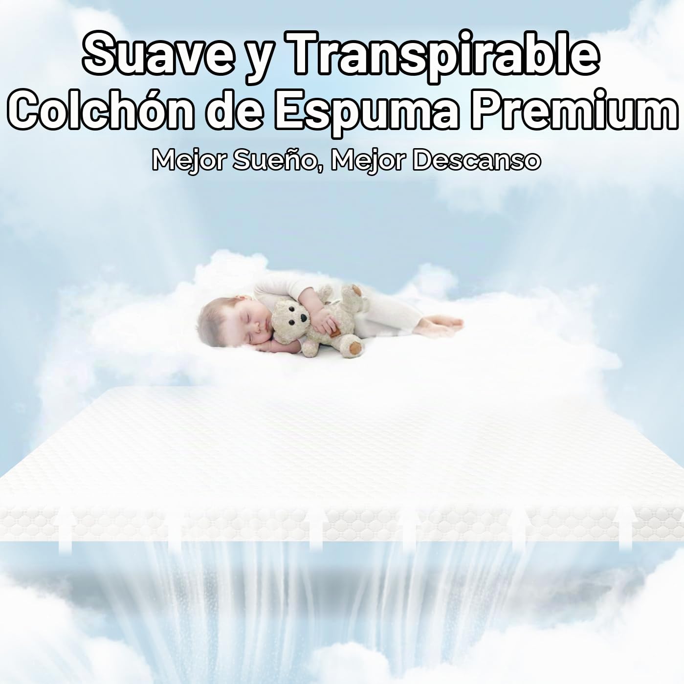 Criblike waterproof pack N Play Colchón, 38 x 26 colchón de espuma viscoelástica suave y firme