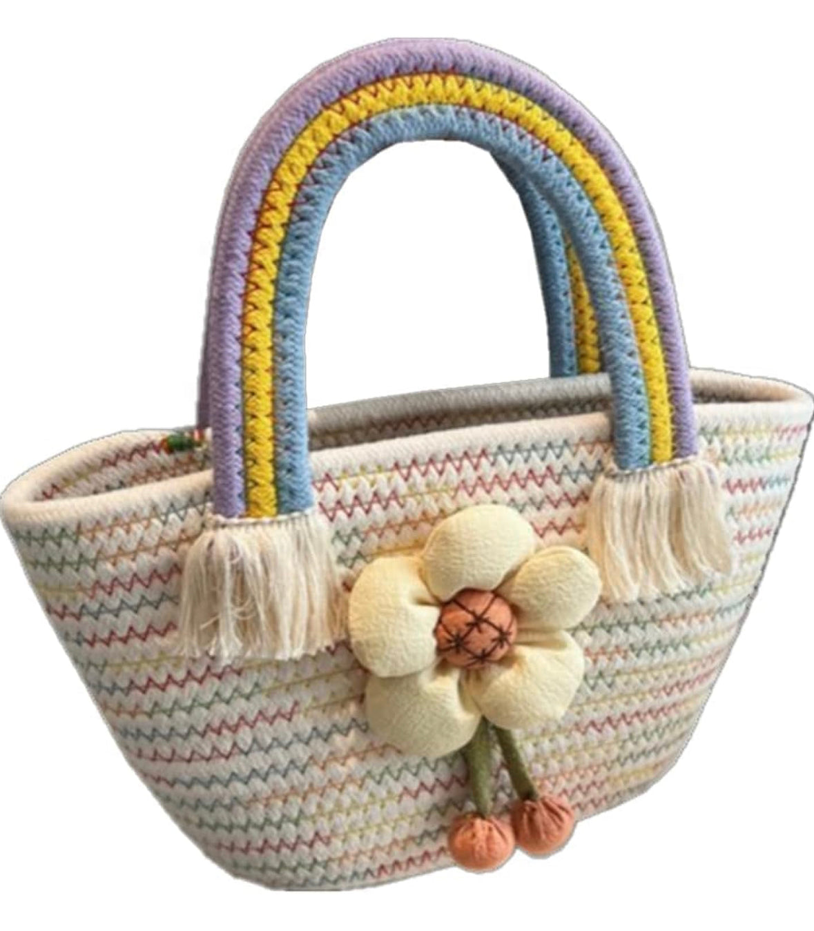 Bonita bolsa de paja de flores