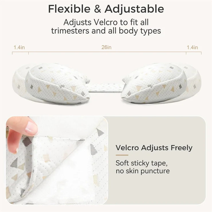 Almohada de embarazo para dormir de lado con forma de cuña de 30° y soporte abdominal