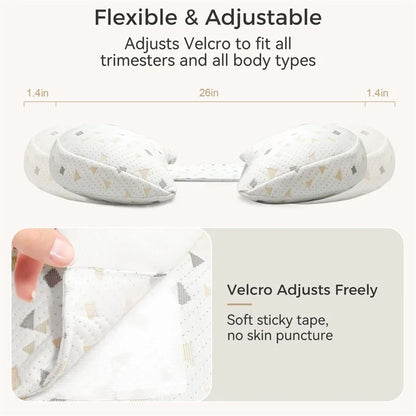 Almohada de embarazo para dormir de lado con forma de cuña de 30° y soporte abdominal