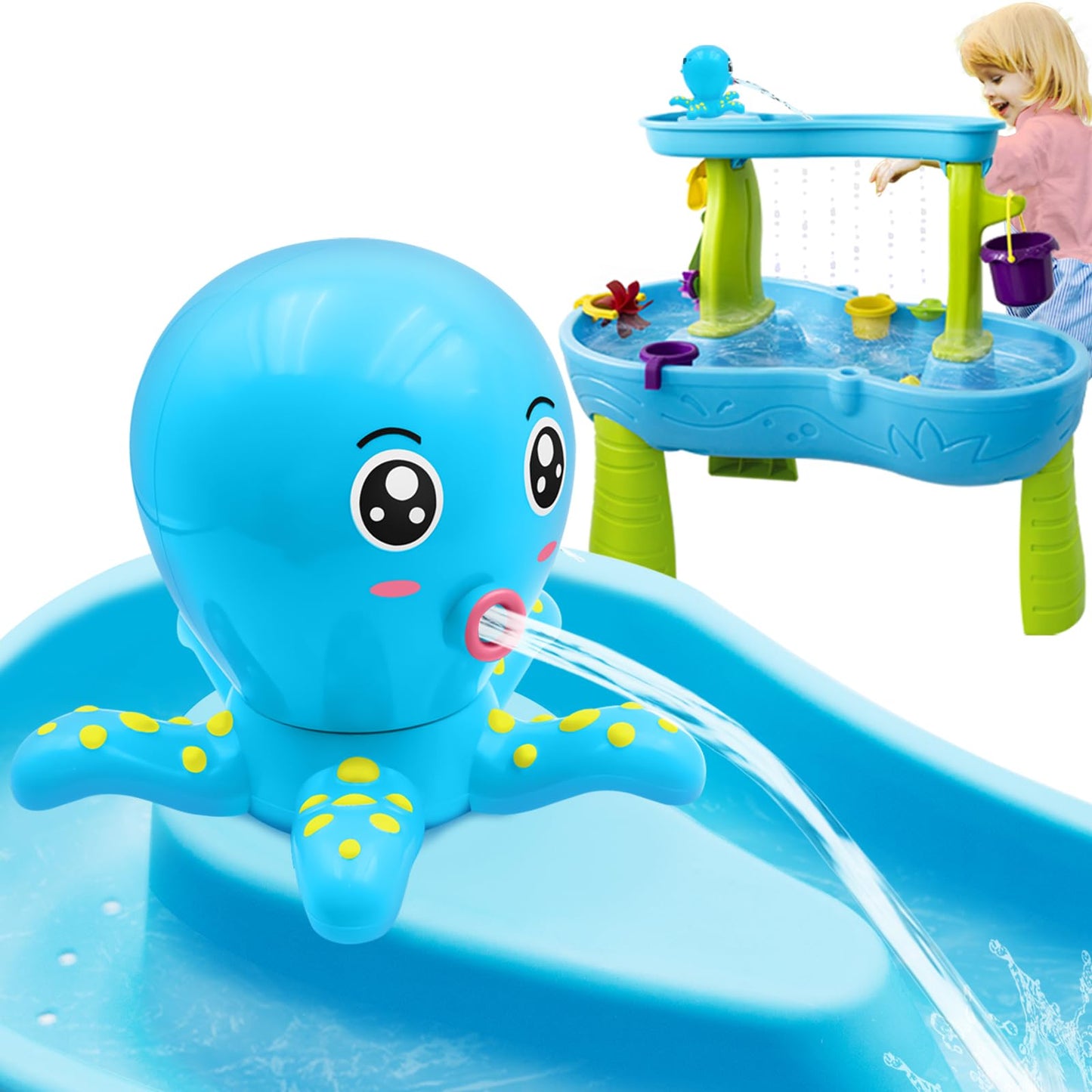 Intoypad Pulpo - Bomba de mesa de agua con pilas para mesa de agua, color azul