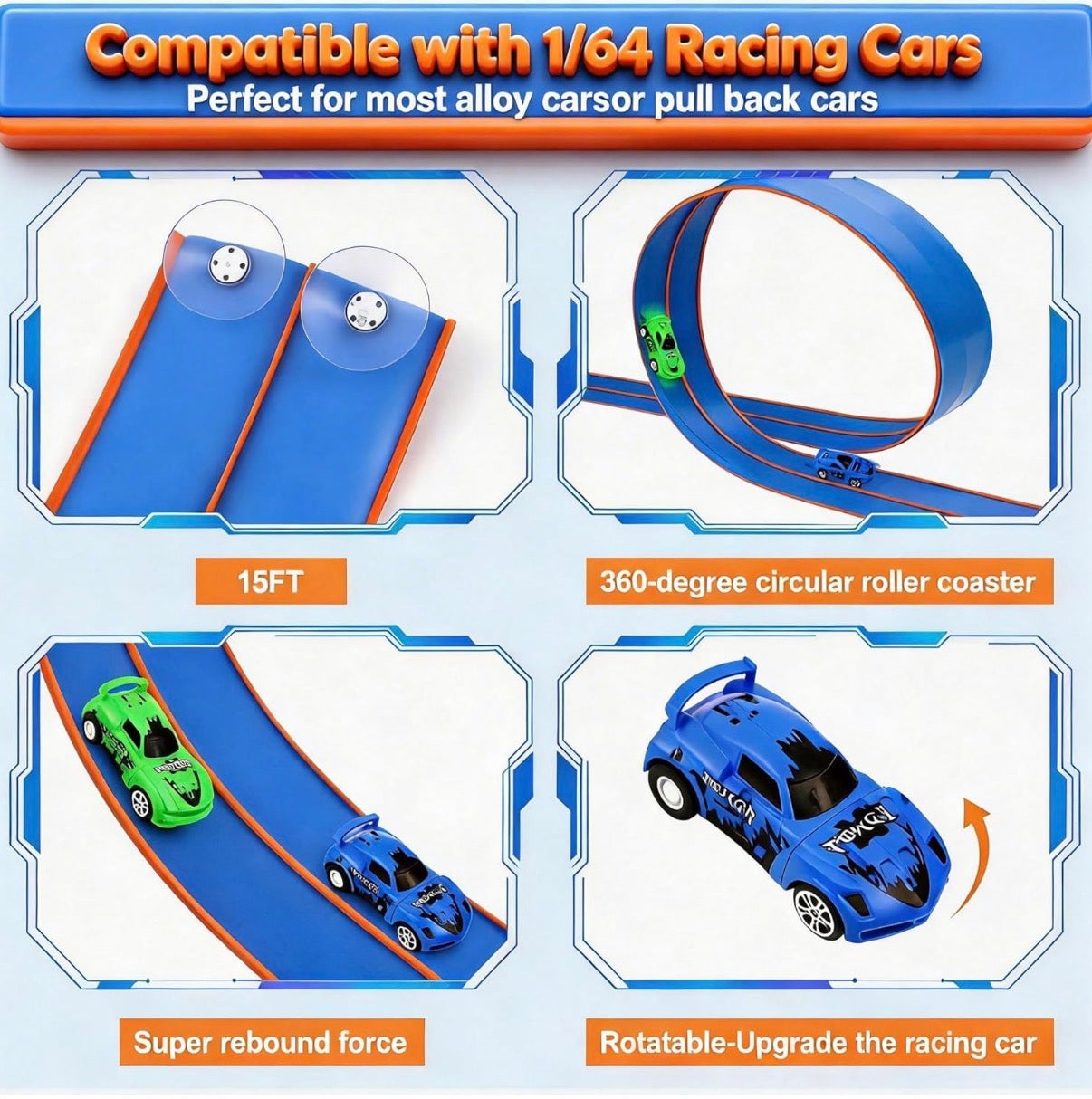 Pistas flexibles de 15 pies de pista de carreras flexibles
