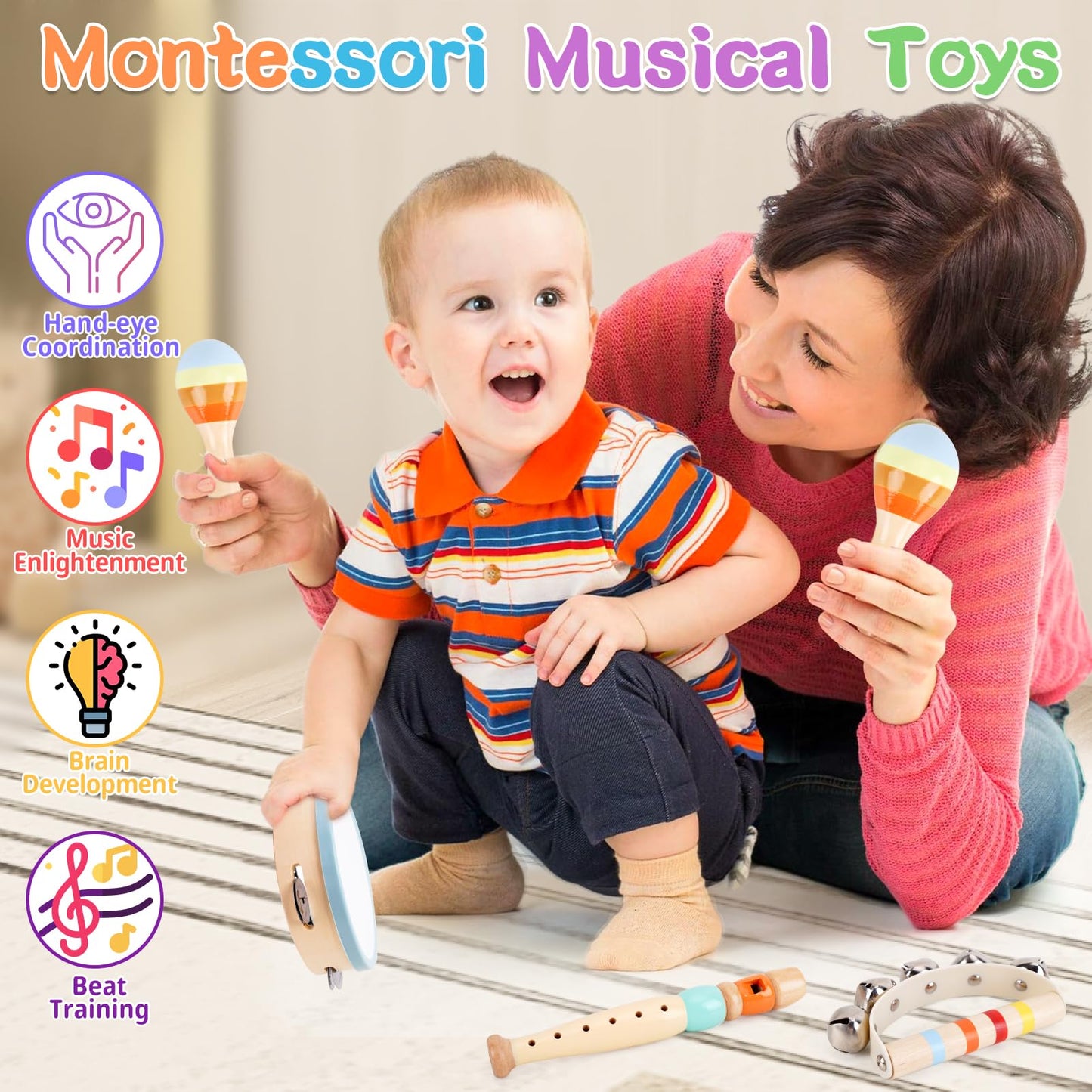 Instrumentos musicales de madera ATOYUS, de 1 a 3 años