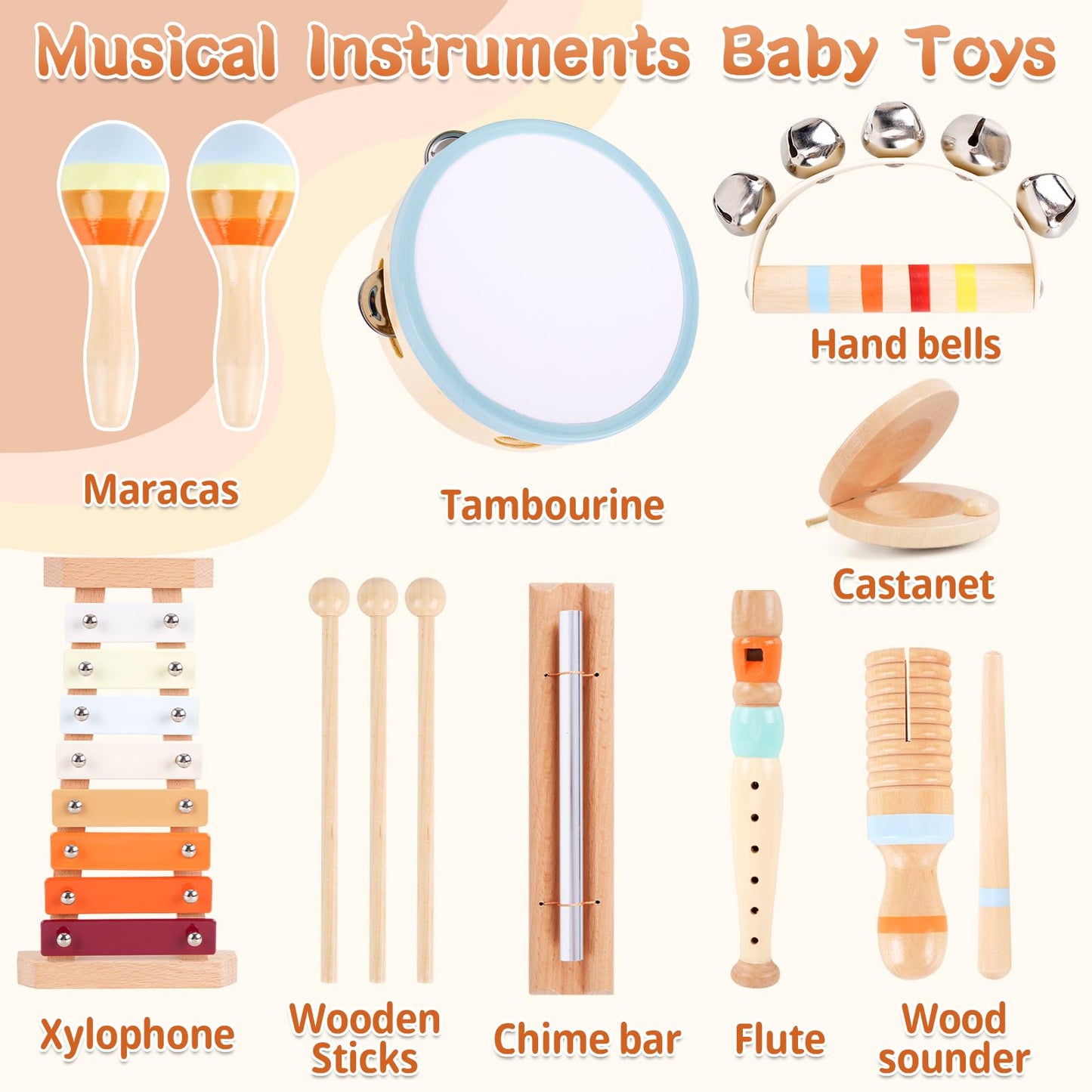 Instrumentos musicales de madera ATOYUS, de 1 a 3 años