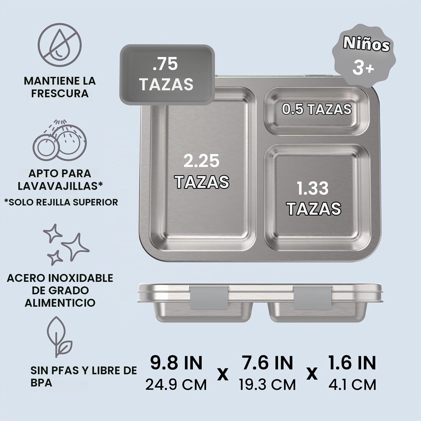 Bentgo Lonchera de acero inoxidable resistente a fugas para niños