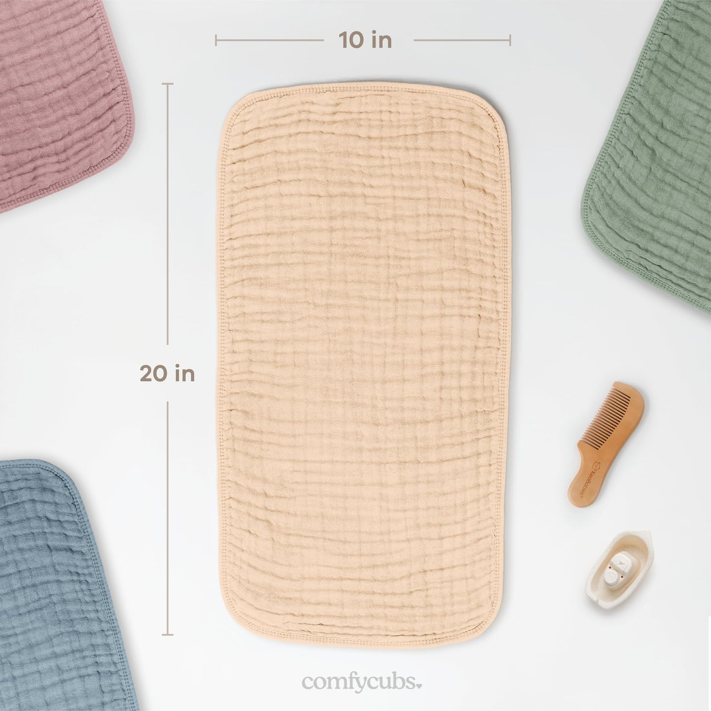 Comfy Cubs - Juego de paños de muselina para eructos de 20 x 10 pulgadas, paquete de 10