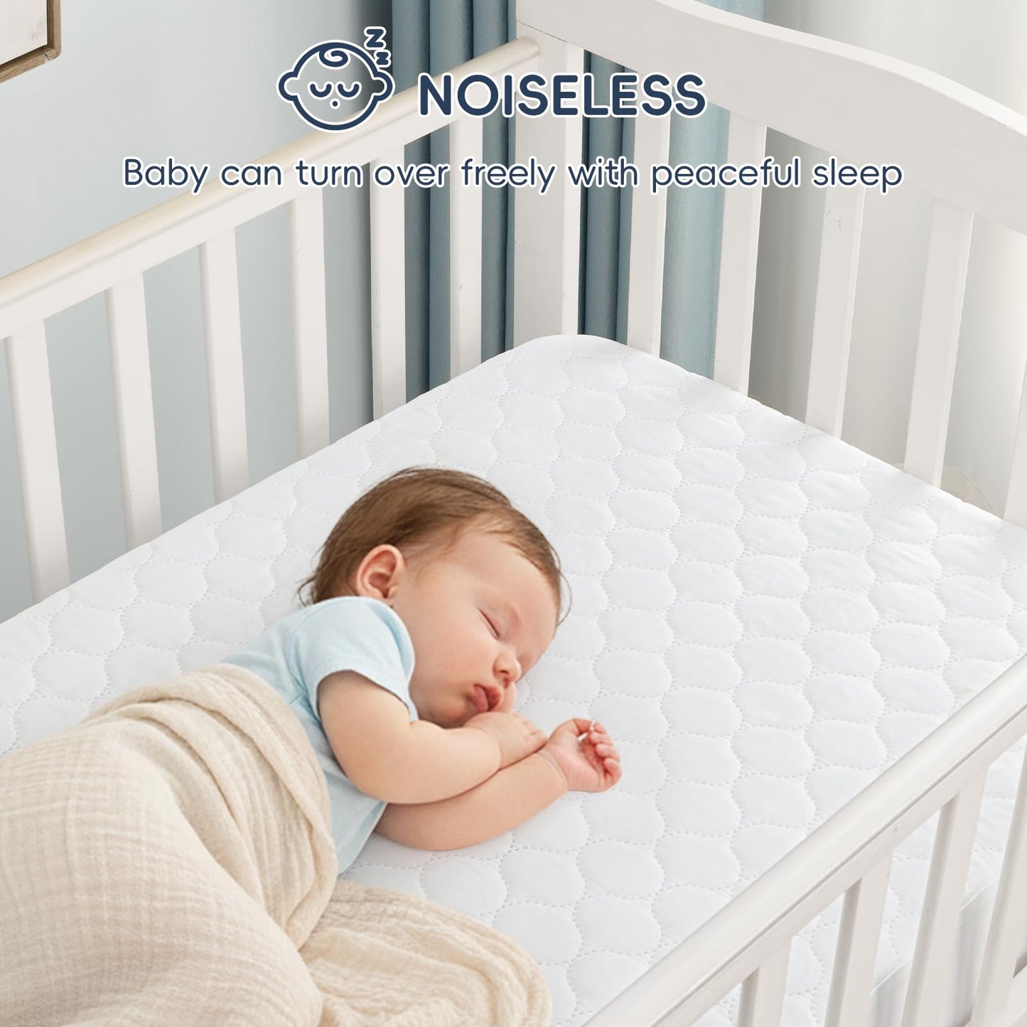 david's kids Paquete de 2 protectores de colchón impermeables para cuna de 52 x 28 pulgadas
