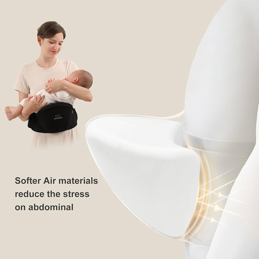Bebamour Portabebés con asiento de cadera, asiento de cadera de malla transpirable, 0-36 meses