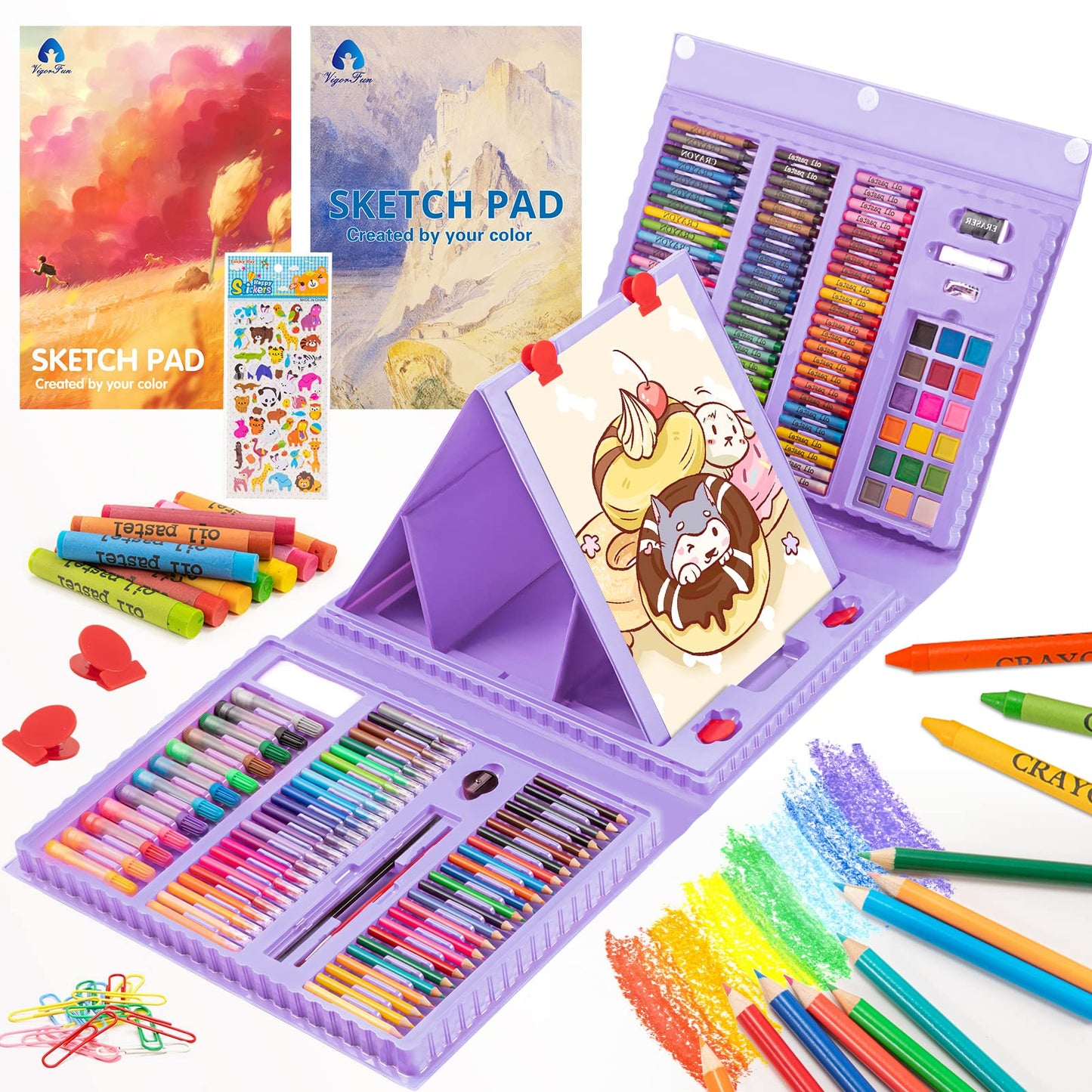VigorFun Suministros de arte, kit de arte de dibujo de 240 piezas