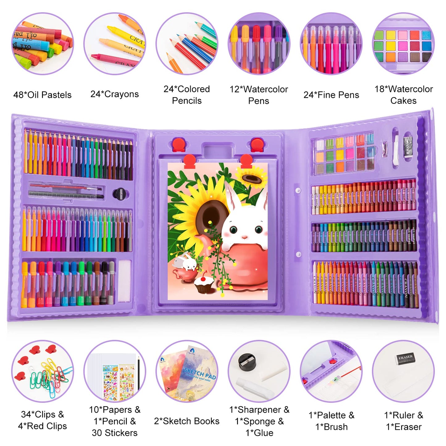 VigorFun Suministros de arte, kit de arte de dibujo de 240 piezas