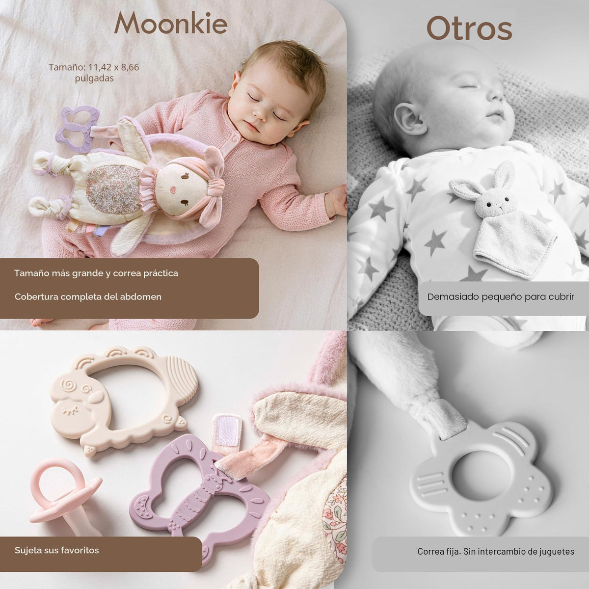 Moonkie Manta de seguridad para bebé con mordedor de silicona