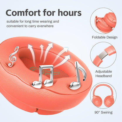 BERIBES Auriculares Bluetooth sobre la oreja naranja