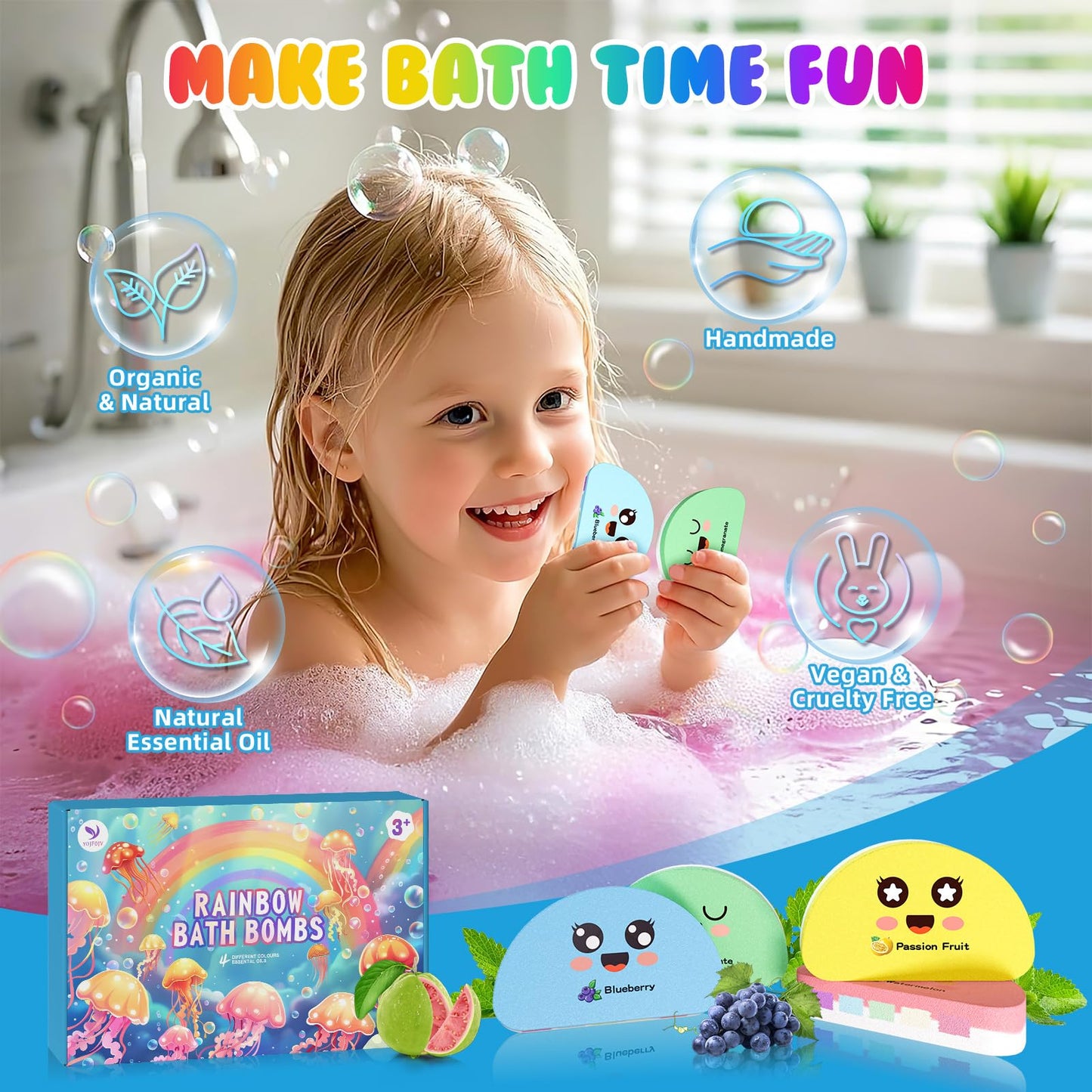 Set de regalo de 4 bombas de baño naturales y orgánicas