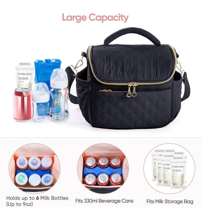 Bolsa de viaje enfriadora de leche materna con bolsa de hielo para 6 biberones de hasta 9 onzas