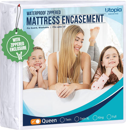 Utopia Bedding Queen Size Mattress Protector Zippered, 100% Waterproof