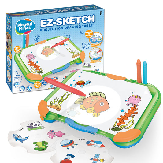 Playful Minds EZ Sketch - Tableta de dibujo proyector, 24 piezas, proyección de luz de rastreo y color para trazar