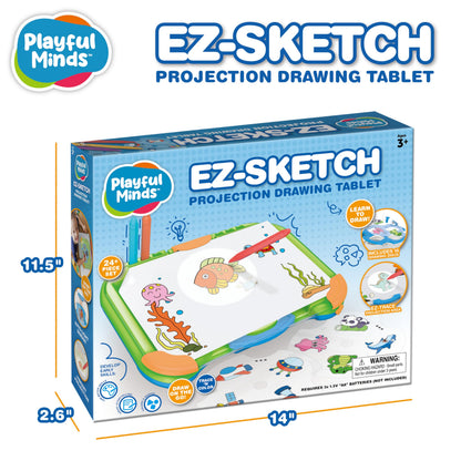 Playful Minds EZ Sketch - Tableta de dibujo proyector, 24 piezas, proyección de luz de rastreo y color para trazar