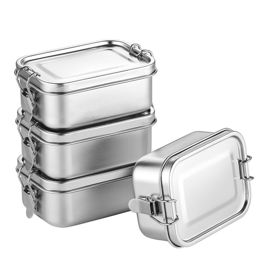 Juego de 4 recipientes de acero inoxidable para almacenamiento de alimentos