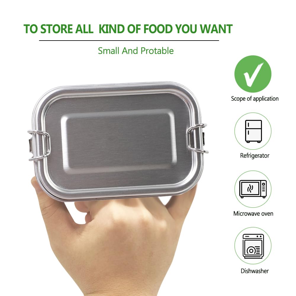 Juego de 4 recipientes de acero inoxidable para almacenamiento de alimentos