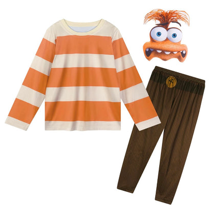 Disfraz de ansiedad para niños y niñas con máscara y pantalones, conjunto de disfraz de película, 5-6 años