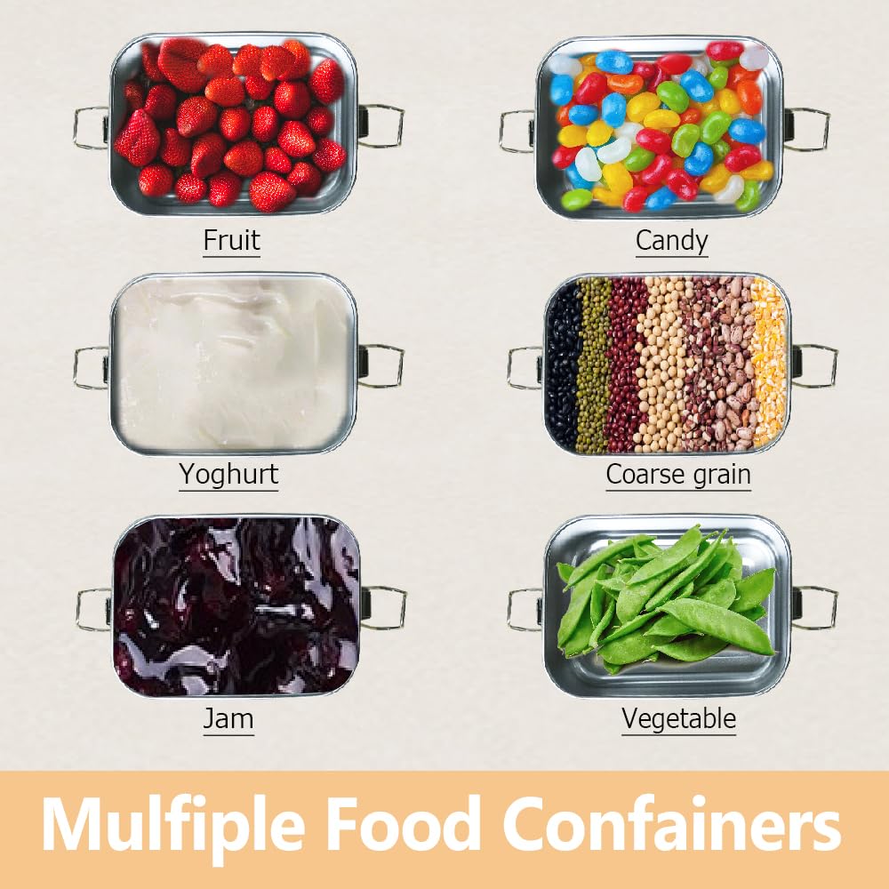 Juego de 4 recipientes de acero inoxidable para almacenamiento de alimentos