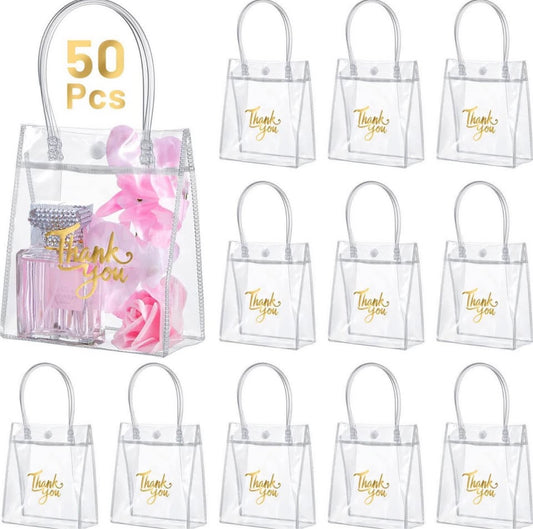 50 bolsas de regalo transparentes con asa