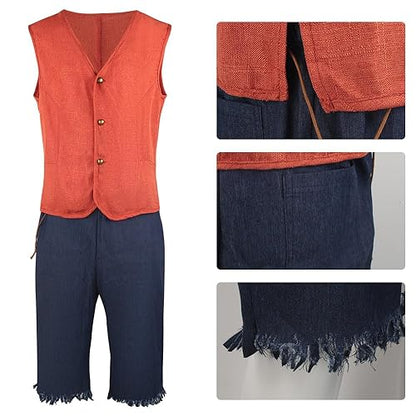 Disfraz de Luffy para cosplay de Monkey D, talla XS