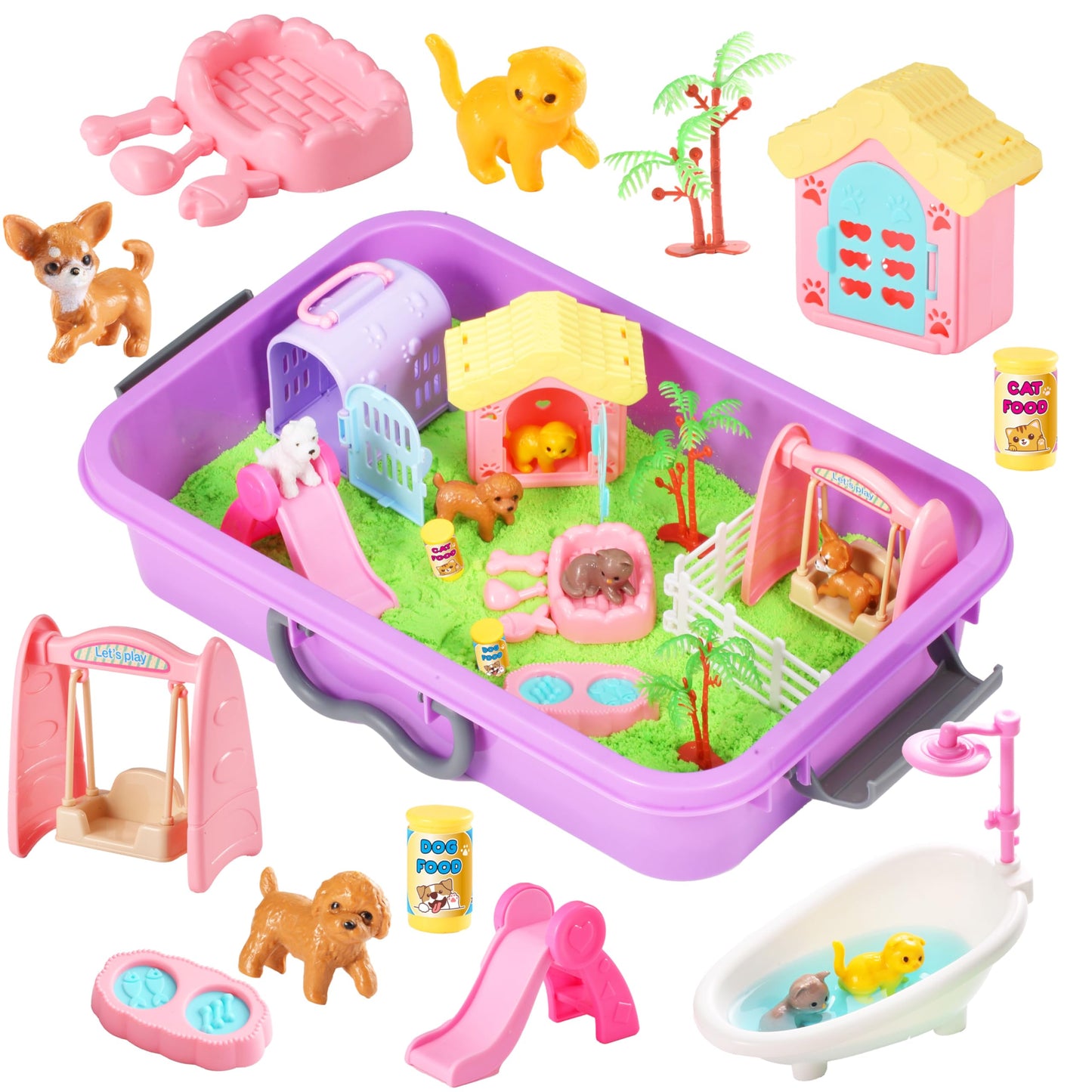Juguete de Arena de Contenedor Sensorial para Mascotas con 2.2 libras de Arena Moldeable