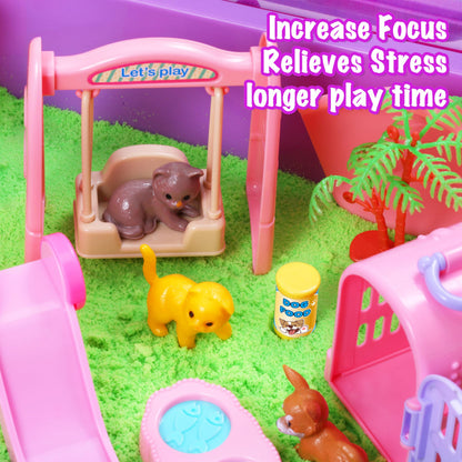 Juguete de Arena de Contenedor Sensorial para Mascotas con 2.2 libras de Arena Moldeable