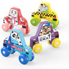 BEKILOLE 4 autos de carreras de madera, juguetes de aprendizaje Montessori