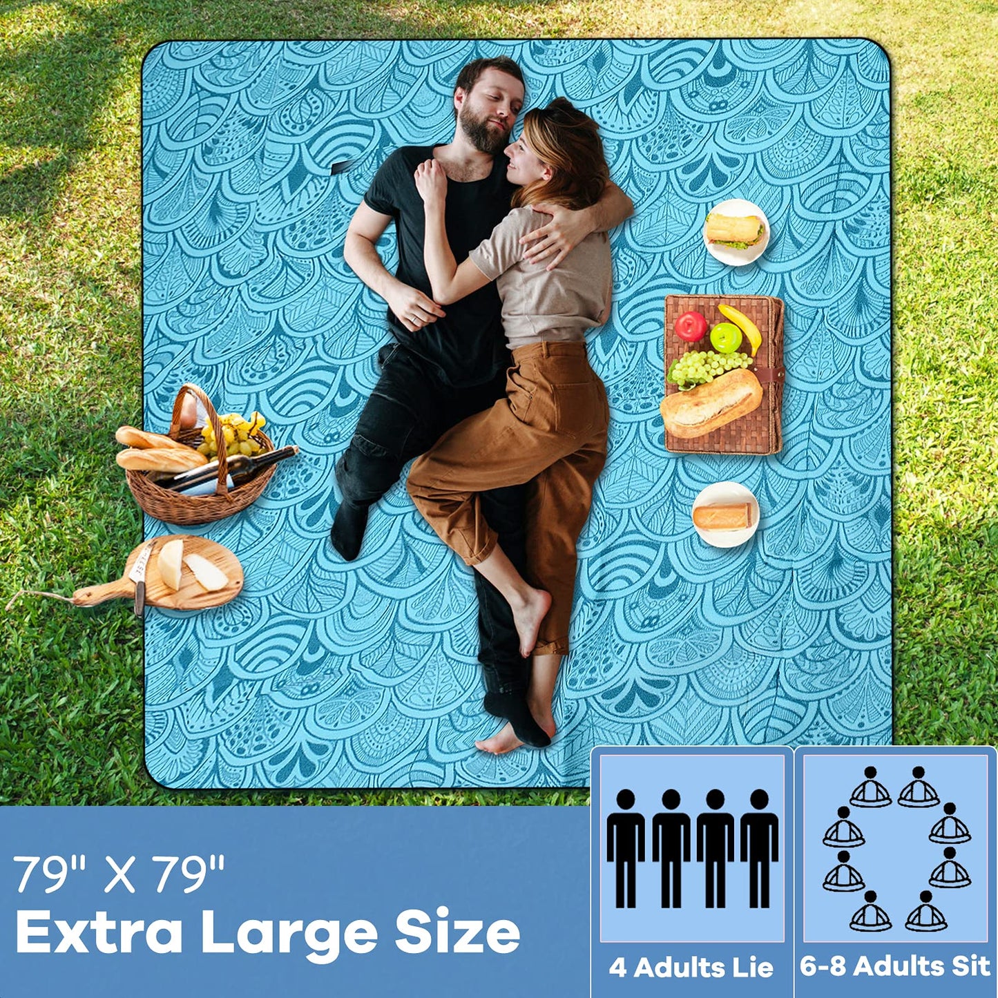 ZOMAKE - Manta de picnic resistente al agua y a la arena, extra grande