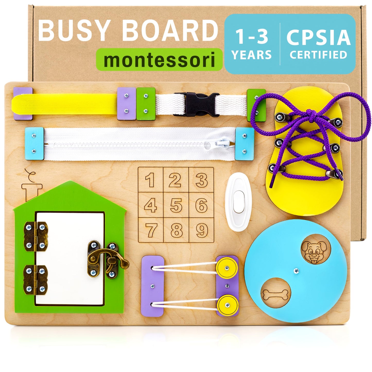 Timo toys tablero ocupado para niños pequeños de 1 a 3 años