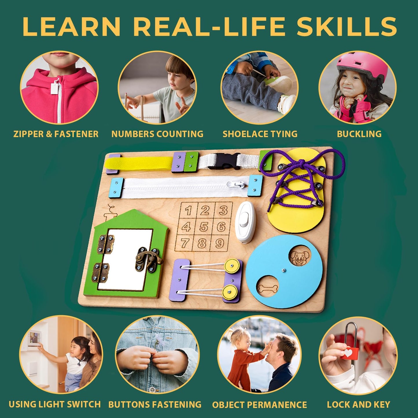 Timo toys tablero ocupado para niños pequeños de 1 a 3 años