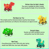 Veslier camión transportador de dinosaurios con paquete de 4 coches pequeños de dinosaurio extraíbles
