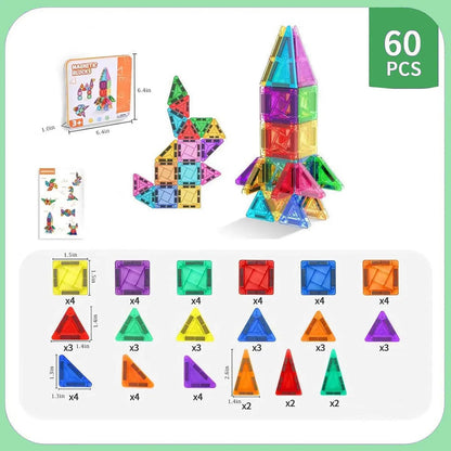 Set 60 Bloques Magnéticos Educativos Con Estuche
