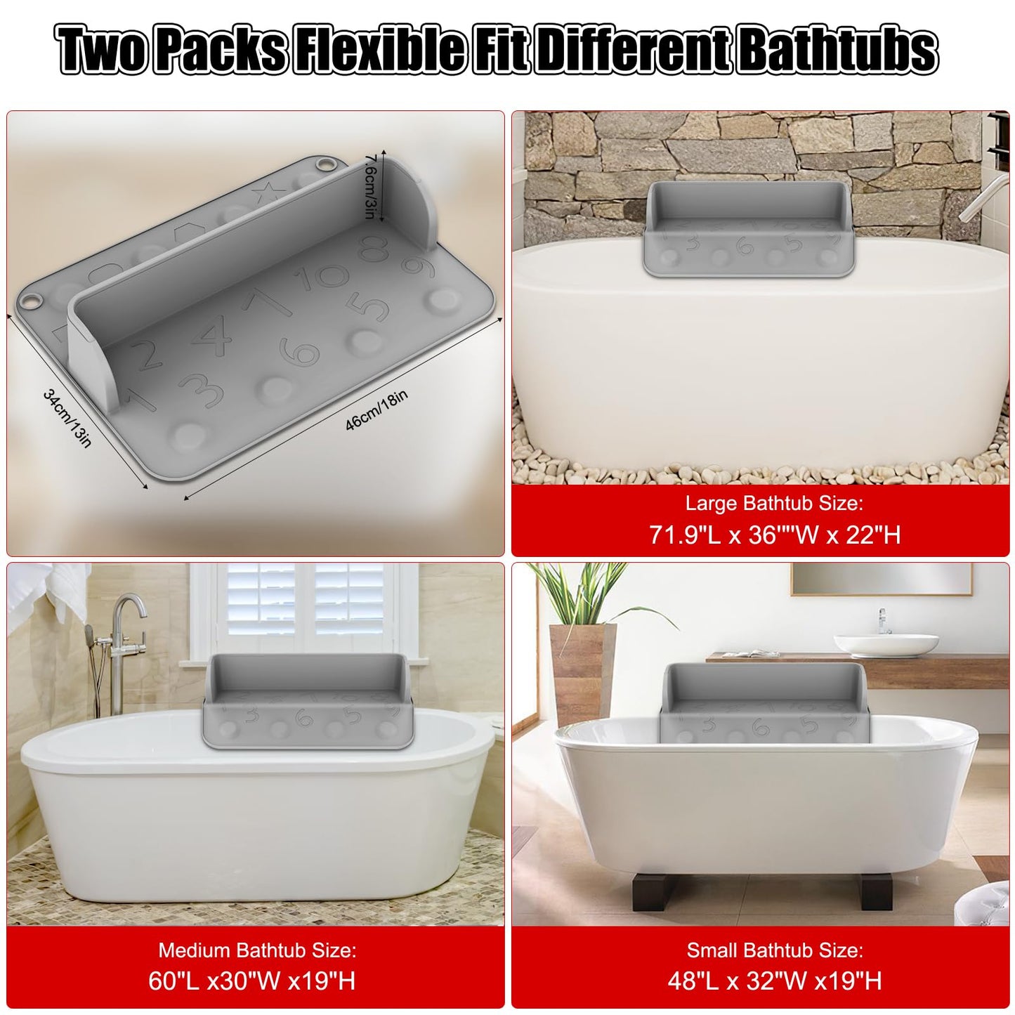 Paquete de 1 protector contra salpicaduras de bañera para niños de 18 pulgadas