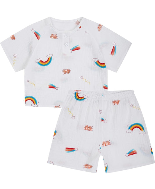 Camiseta  de manga corta y short de verano de algodón de dibujos animados, 2 a 4 años