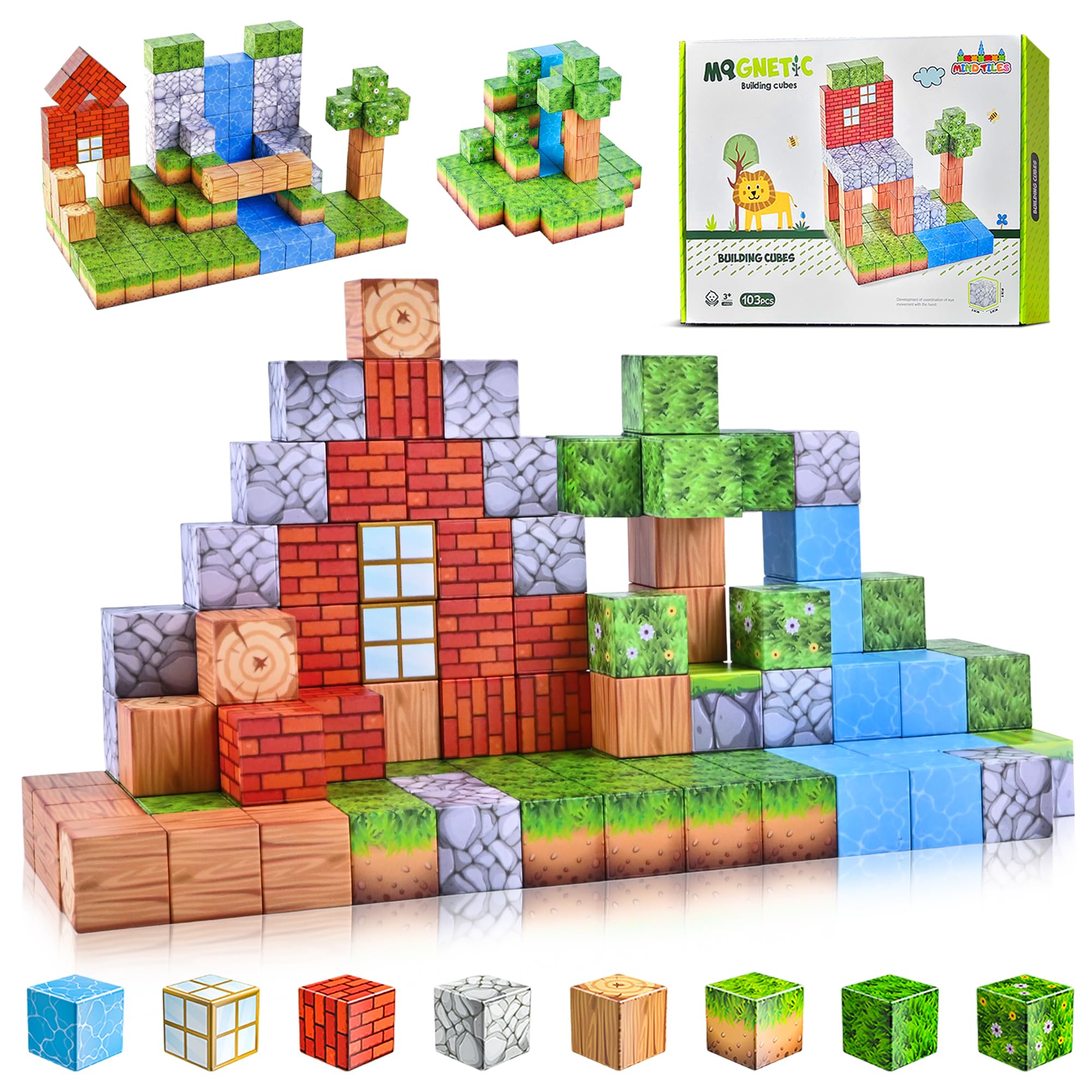 Bloques magnéticos: juego de mundo magnético para construir minas, 108 piezas