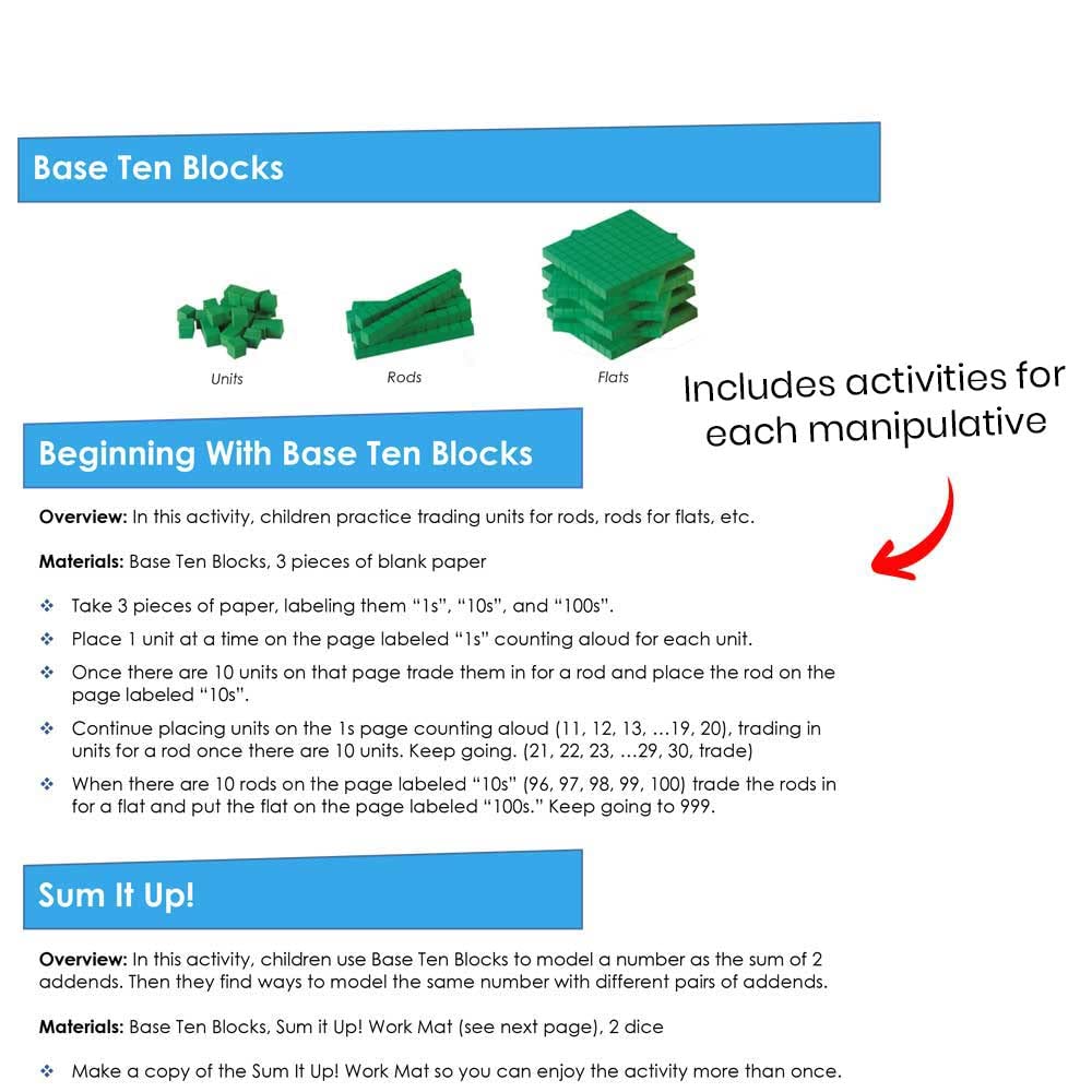 hand2mind Kit de materiales manipulativos de matemáticas para llevar a casa