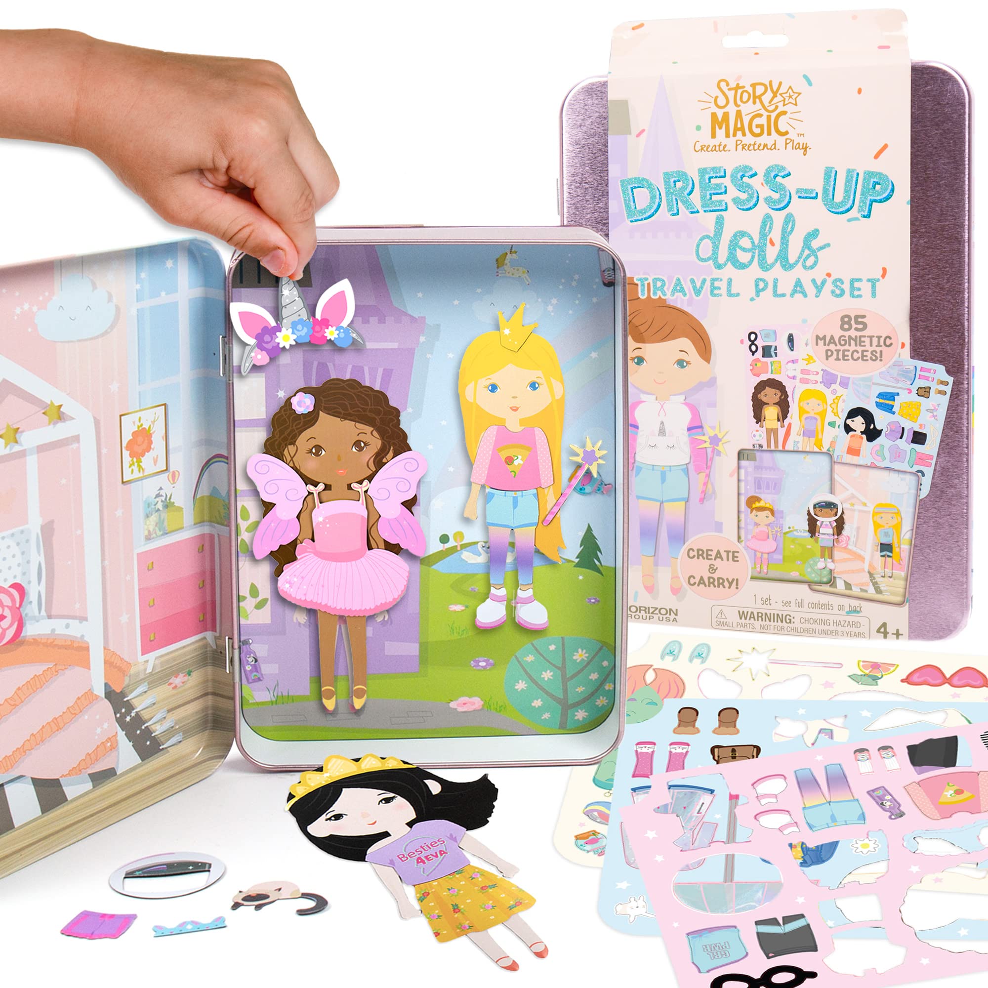 Juego de muñecas Story Magic Dress-Up, estuche magnético