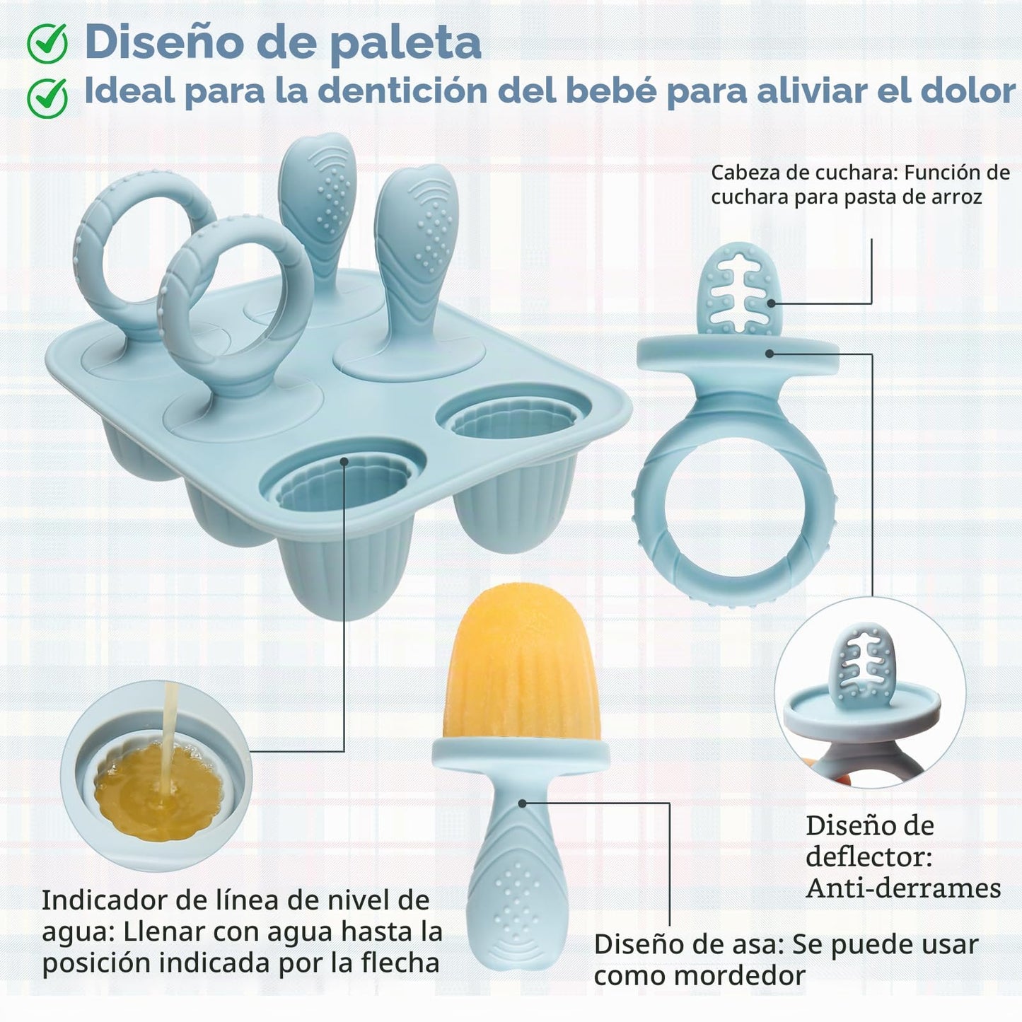 Moldes de silicona para paletas de bebé con palos