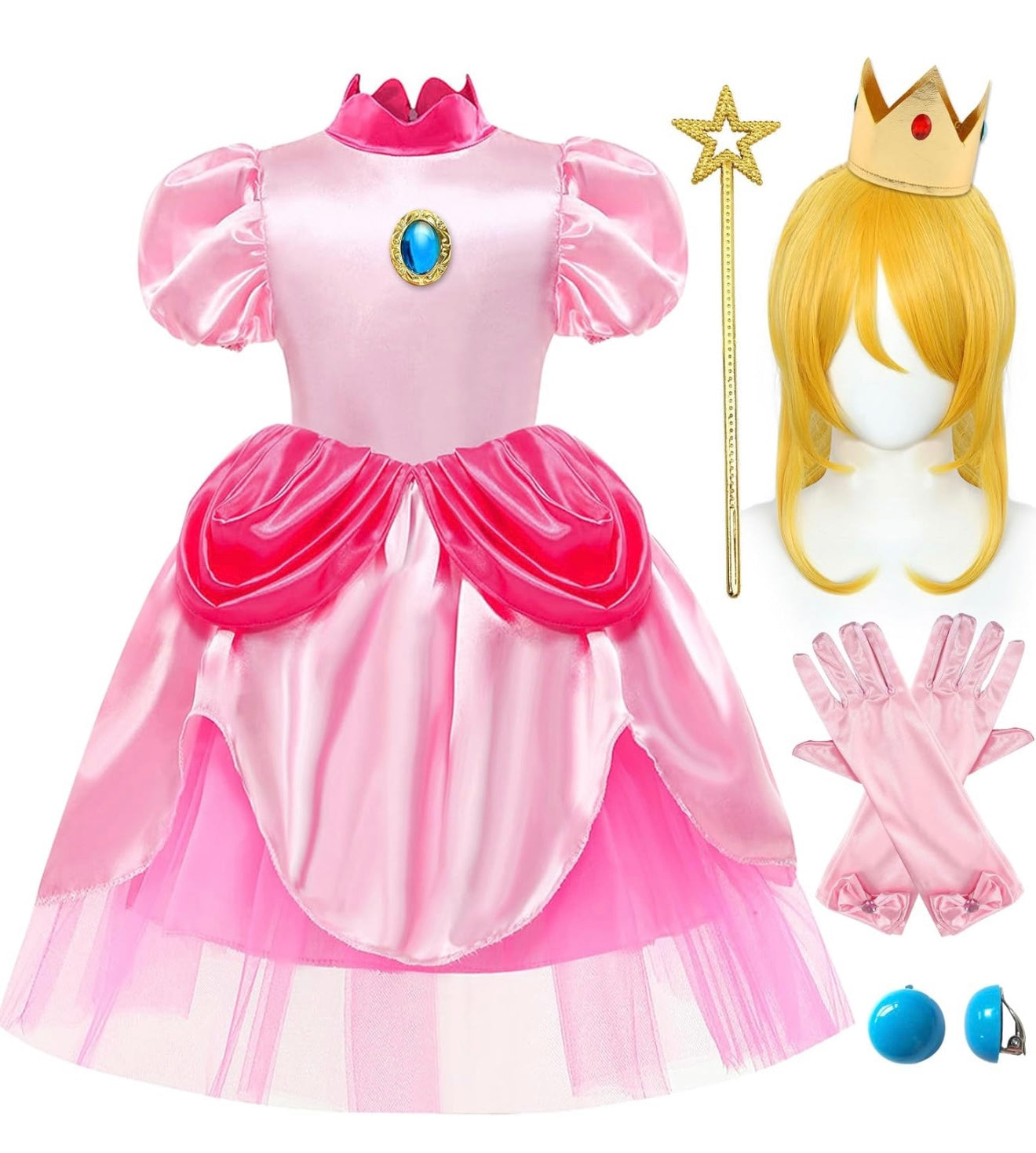 Disfraz de princesa Peach para niñas 5-6 años