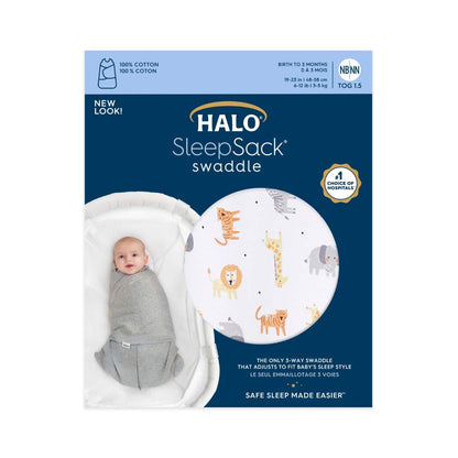 Halo Saco de dormir y manta de arropar, 100% de algodón, Jungla de algodón, Small 0-6 meses