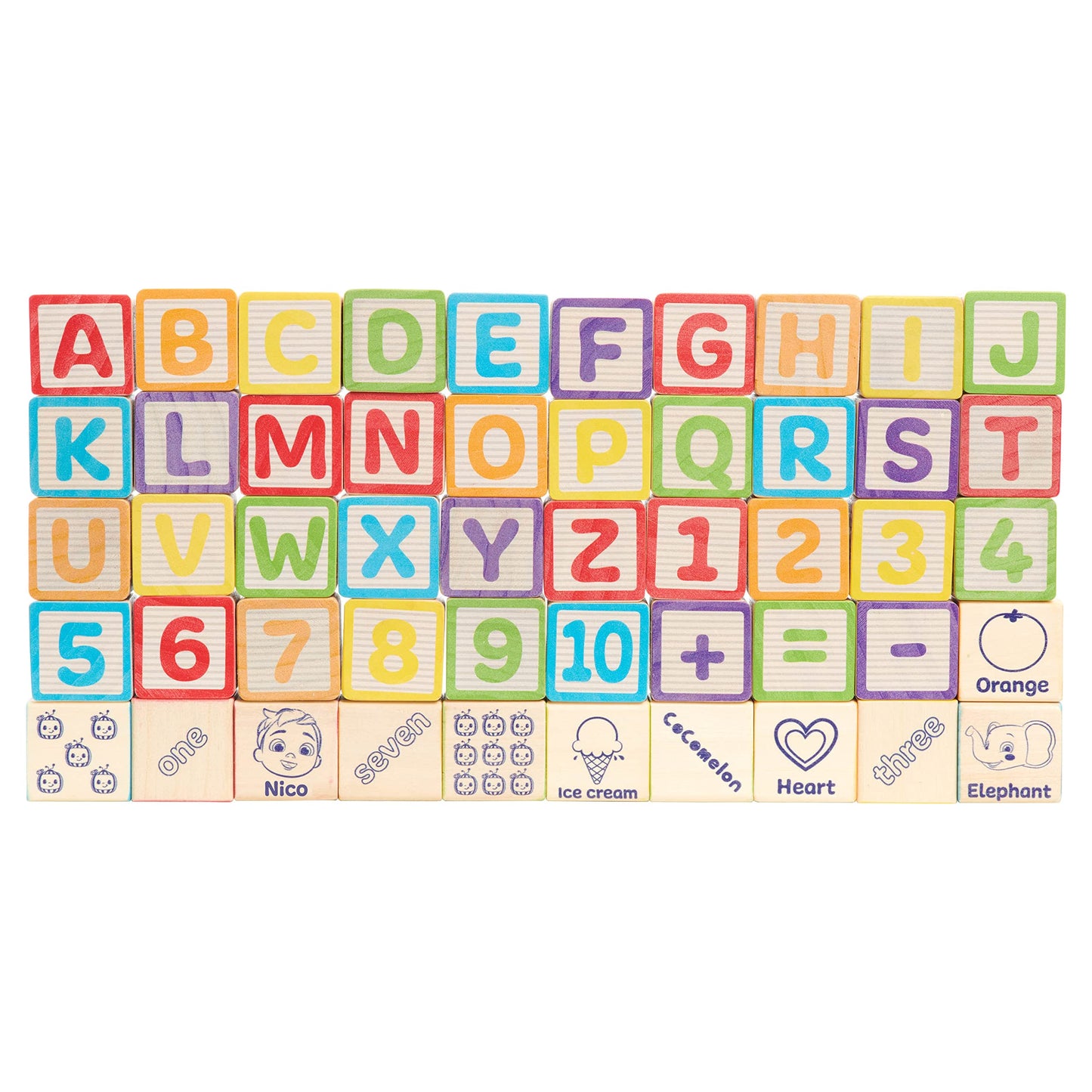 Juego de bloques de madera ABC clásicos de 51 piezas CoComelon